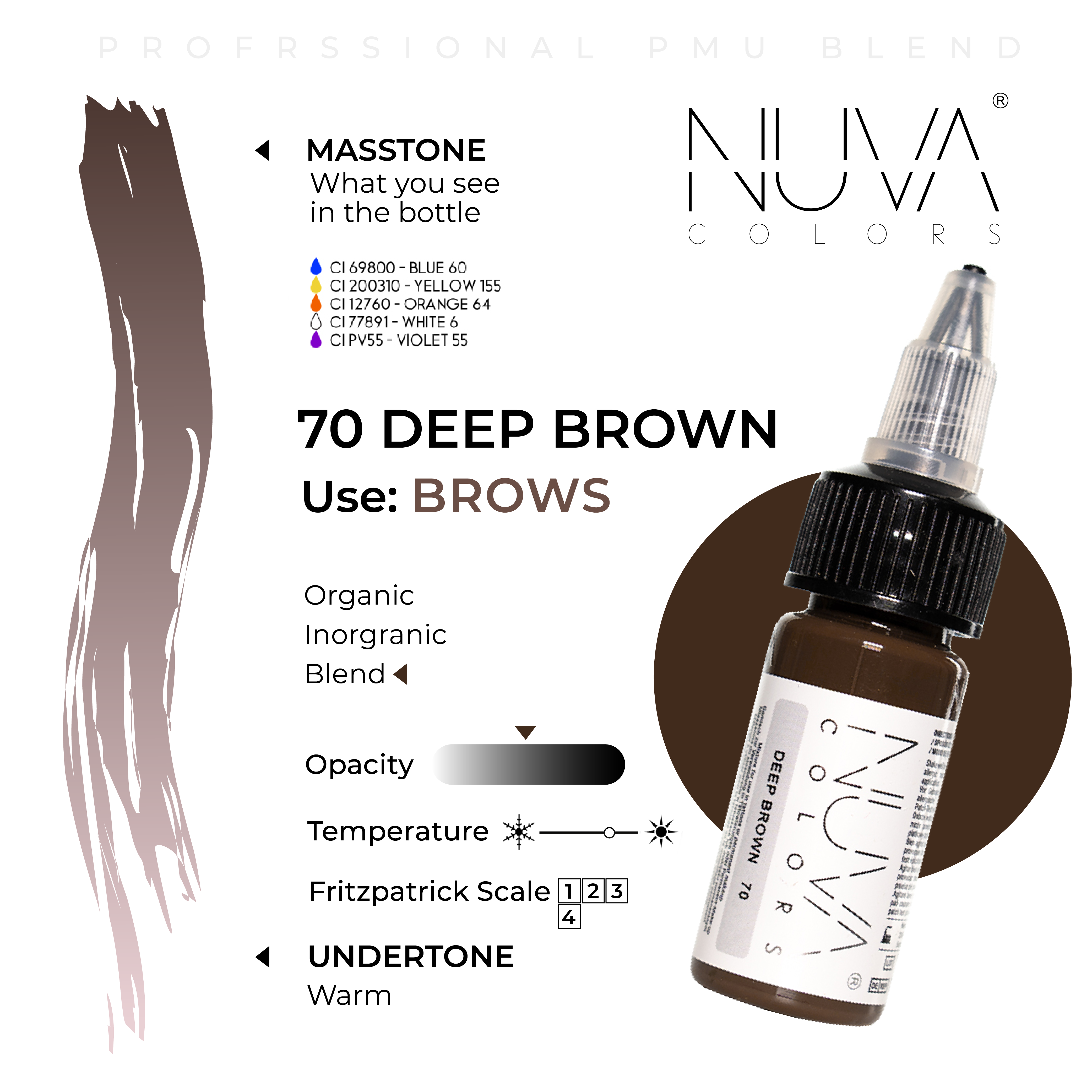 pigment do makijażu permanentnego 70 DEEP BROWN NUVA