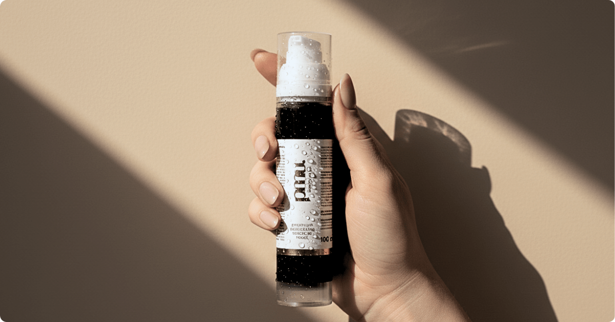 Na czystej białej powierzchni znajduje się zestaw profesjonalnych produktów i narzędzi do pielęgnacji skóry, w tym preparaty do laserowego peelingu węglowego, które pomagają w oczyszczeniu skóry oraz zwężeniu porów. Wśród akcesoriów można dostrzec również maski węglowe i inne kosmetyki sprzyjające lepszej regeneracji skóry.